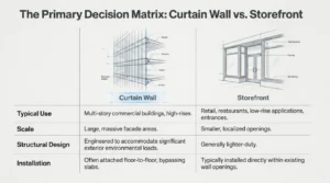 Commercial Glass Facades: Design, Performance & Applications | Glazenix Glass Solutions curtain wall and storefront comparison