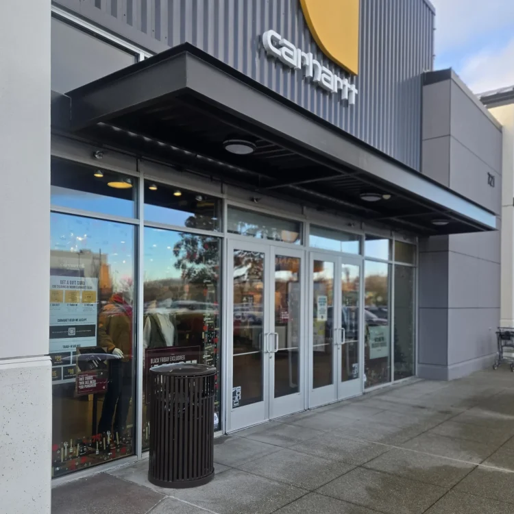 storefront glazing and glass entry - Carhartt store project