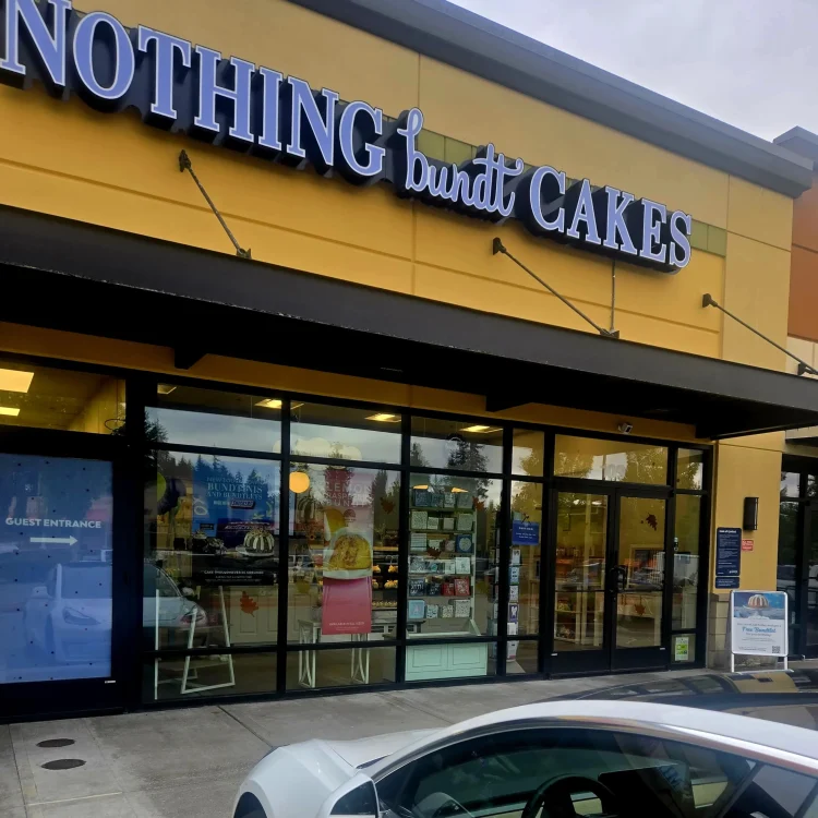 glass storefront project with Nothing Bundt Cakes